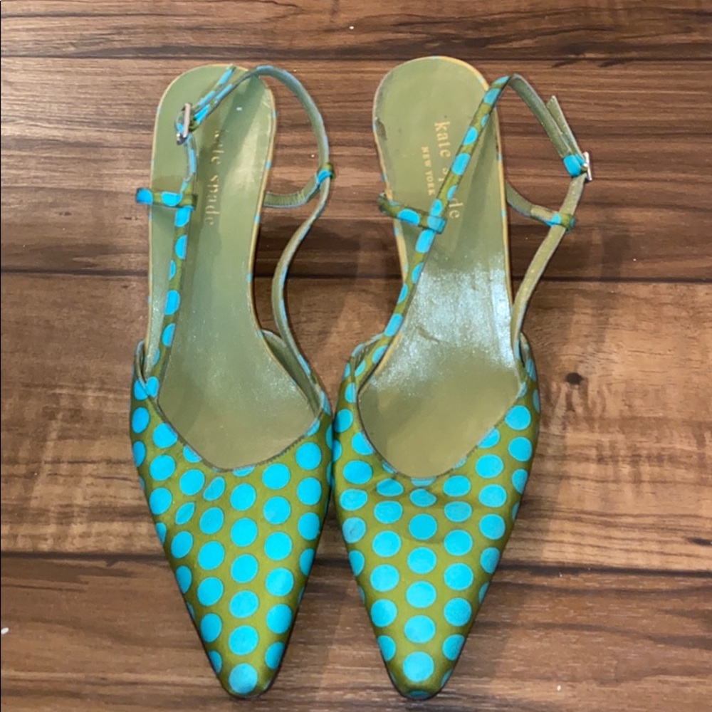 Kate spade polka dot green heels
